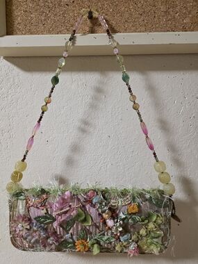 Rare Mary Francis Vintage Hand-Embellished Floral Handbag
